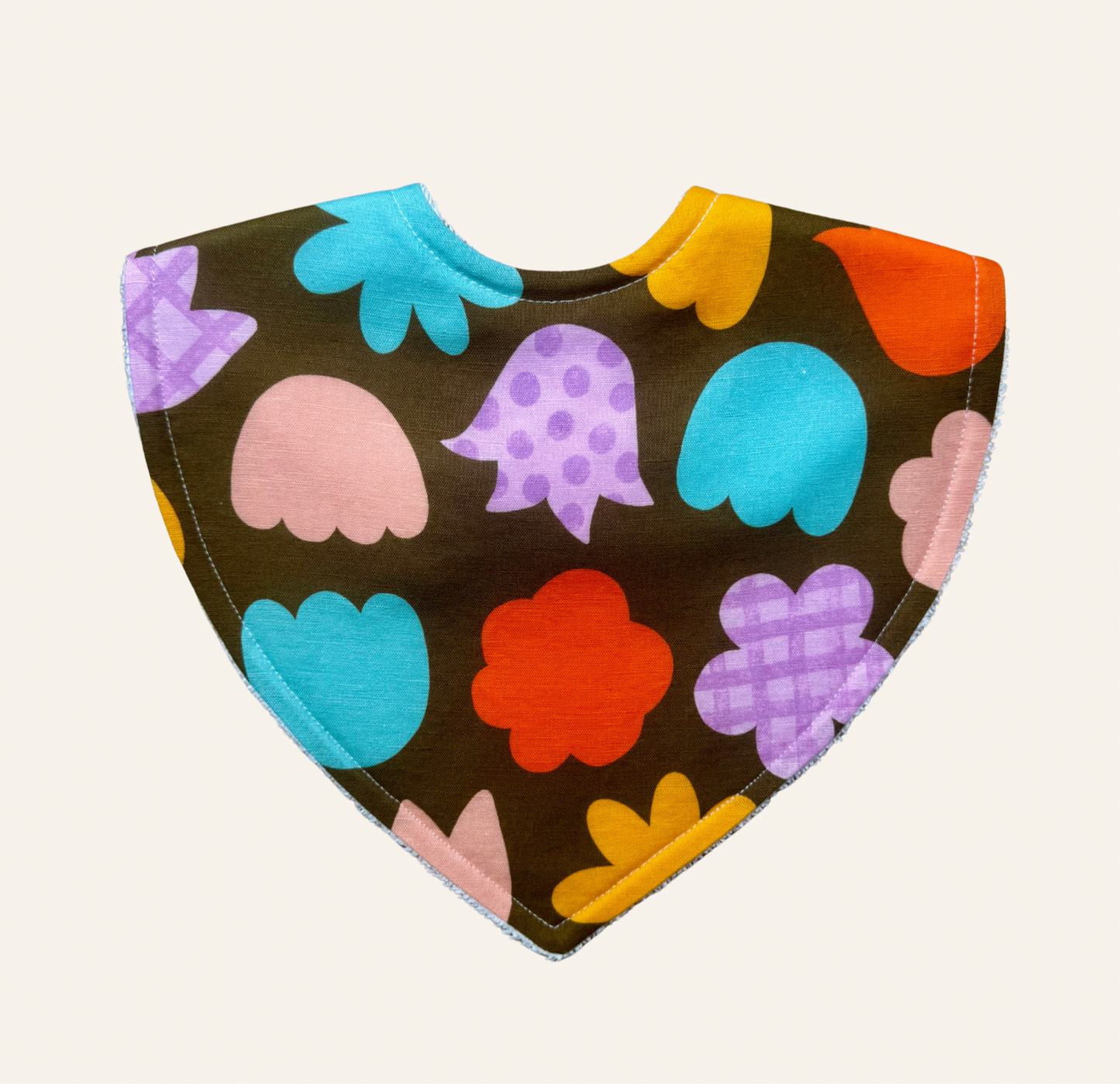 Flower Heads Brown By Molly Molly | Triangle Bib