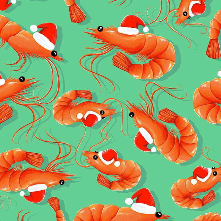 Christmas Prawns Green | Triangle Bib