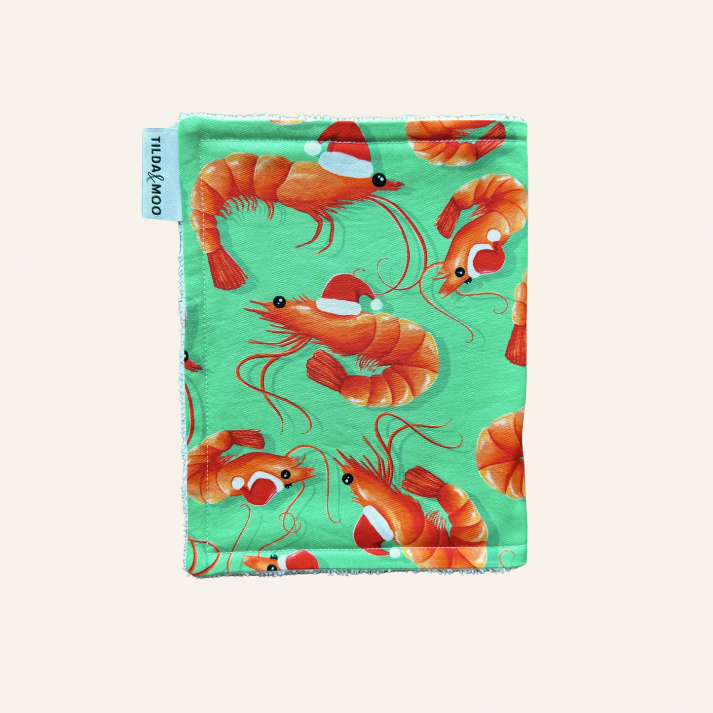 Christmas Prawns Green | Burp Cloth