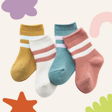 Load image into Gallery viewer, Socks | Duck Egg with Pastel Purple Stripe