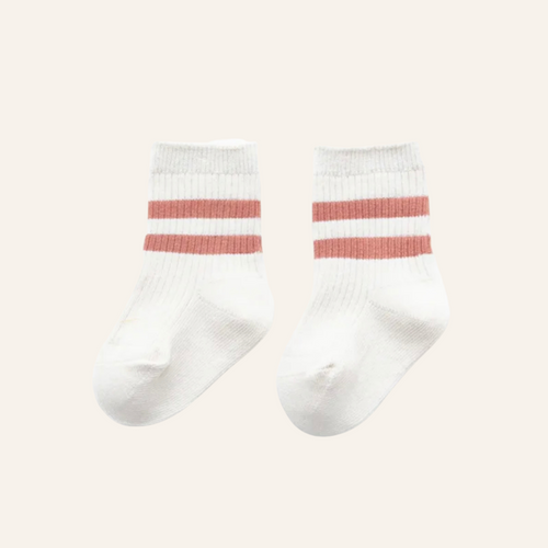Socks | Cream with Old Rose Stripe