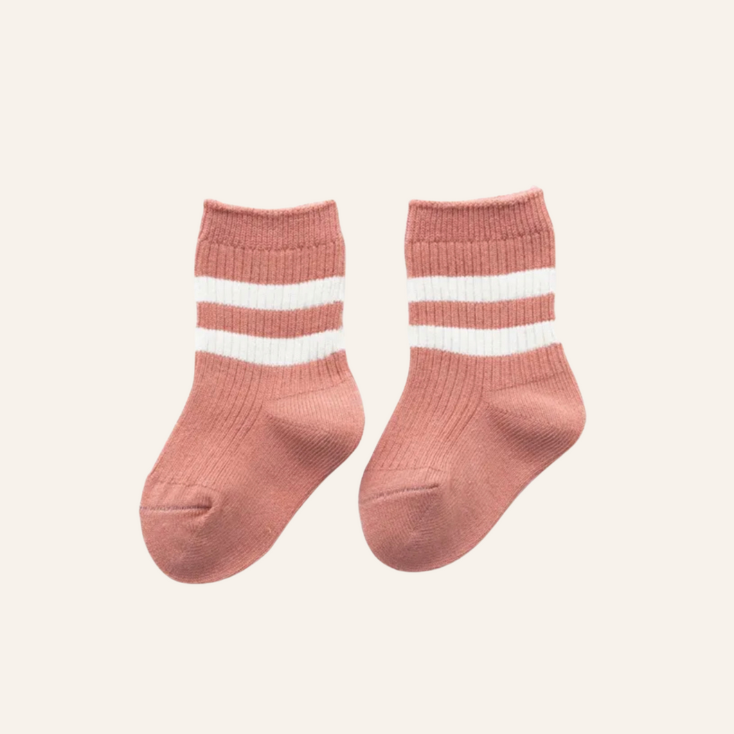 Socks | Old Rose with Cream Stripe