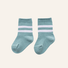 Load image into Gallery viewer, Socks | Duck Egg with Pastel Purple Stripe