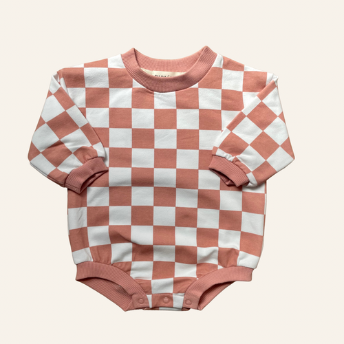 Pink Clay Check | Organic Cotton Romper