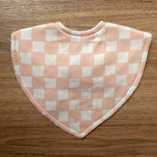 Load image into Gallery viewer, Checkerboard Pale Peach &amp; Cream Triangle Bib