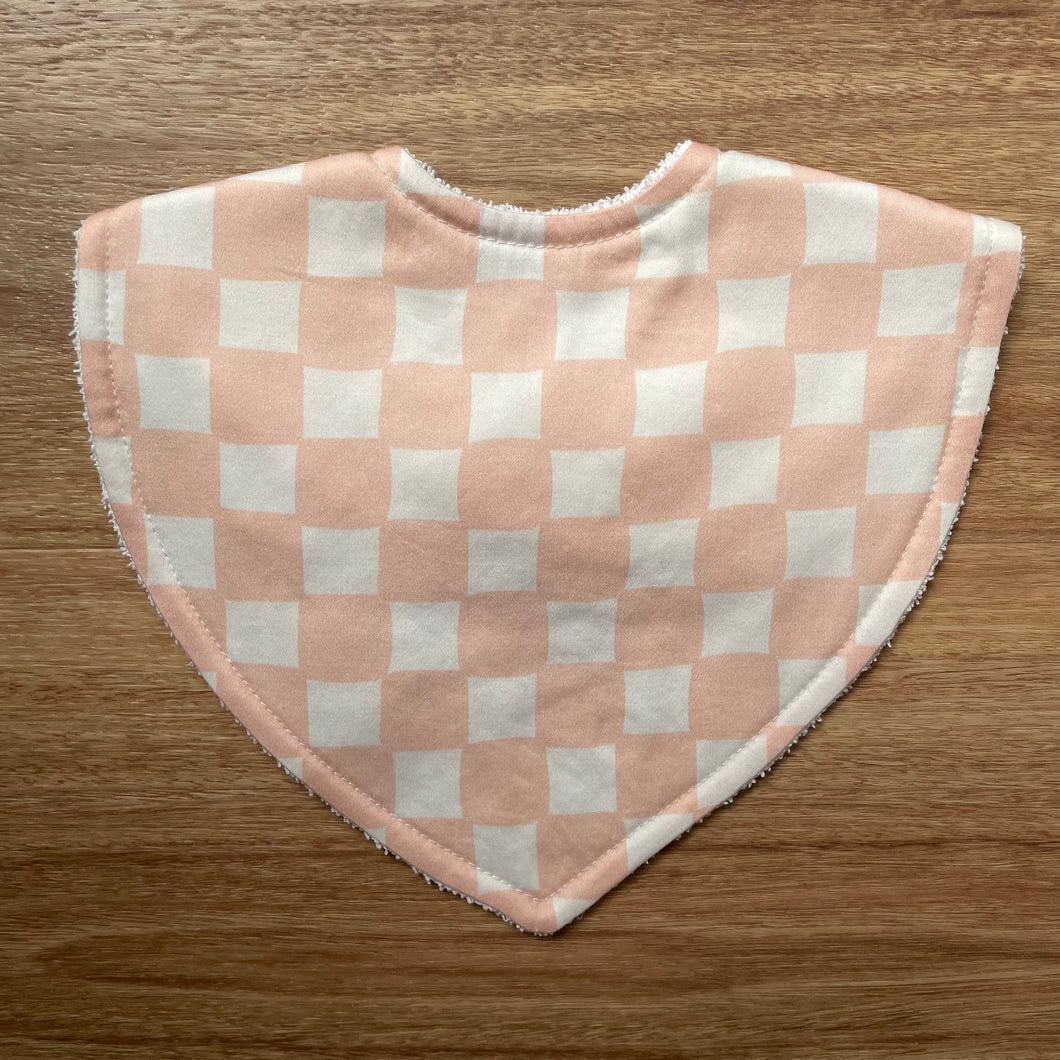 Checkerboard Pale Peach & Cream Triangle Bib