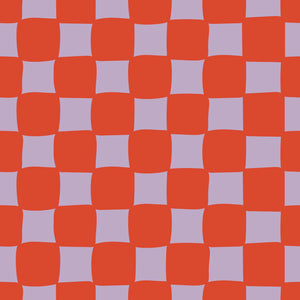 Checkerboard Cherry Red & Lilac Triangle Bib