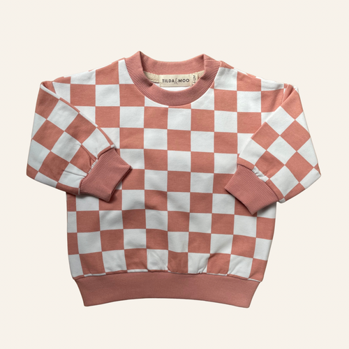 Pink Clay Check | Organic Cotton Jumper