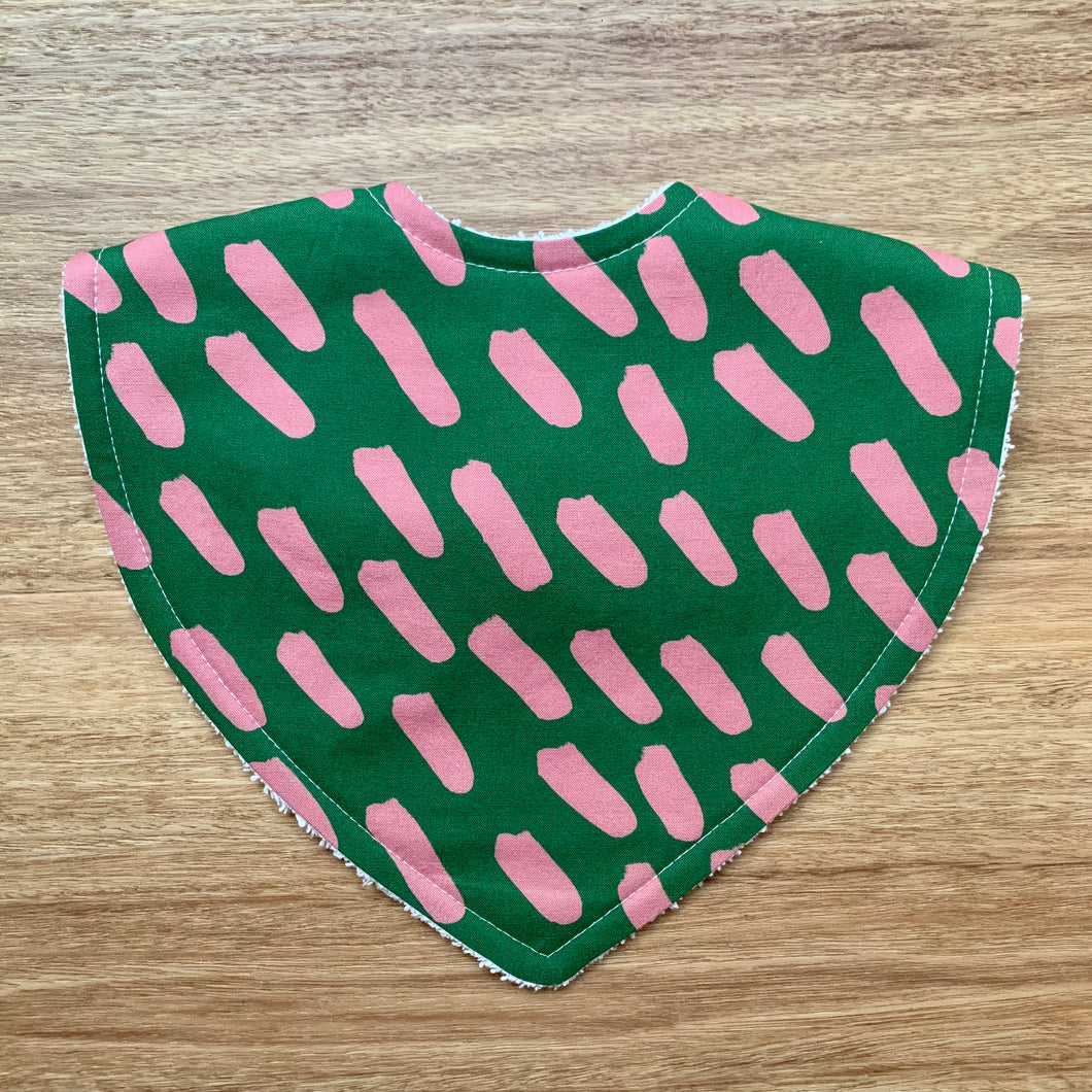 Katie Kortman Green and Pink Dash Triangle Bib
