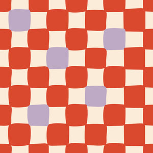 Check Mate - Cherry Red with Lilac Speck Triangle Bib