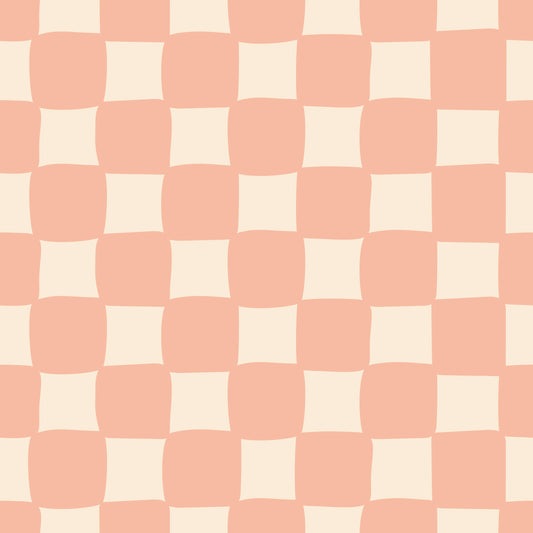Checkerboard - Pale Peach & Cream Burp Cloth
