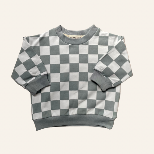 Stone Blue Check | Organic Cotton Jumper