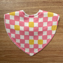 Load image into Gallery viewer, Check Mate -  Pink with Yellow Speck Triangle Bib