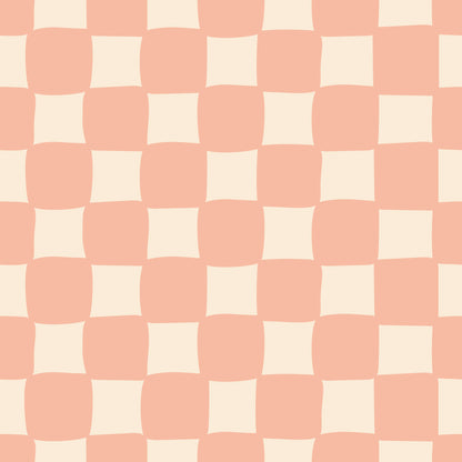 Checkerboard Pale Peach & Cream Triangle Bib