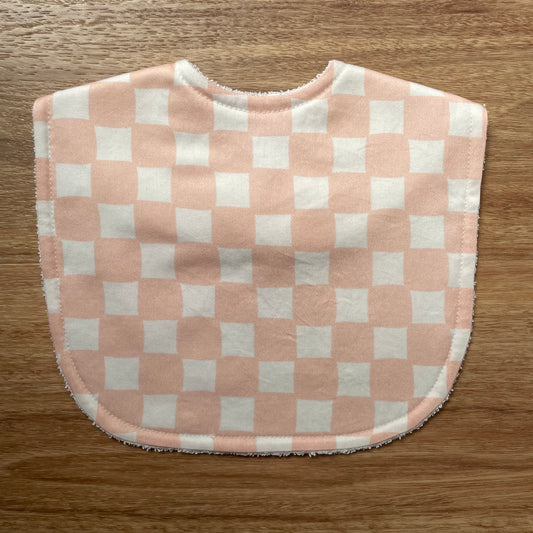 Checkerboard - Pale Peach & Cream Classic Bib