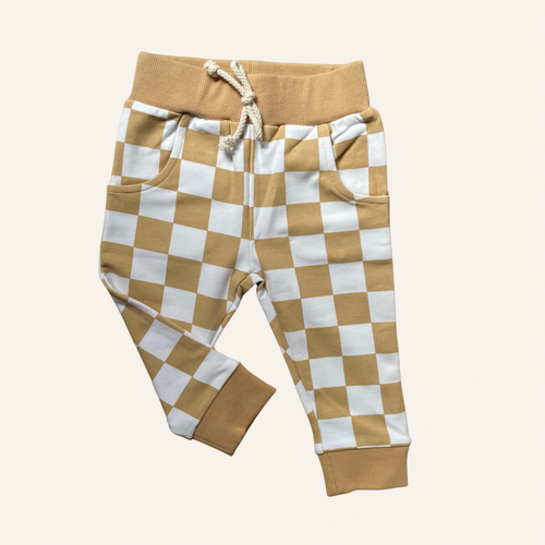 Mustard Check | Organic Cotton Track Pants