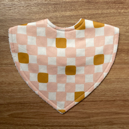 Check Mate - Pale Peach with Mustard Speck Triangle Bib