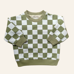 Sage Green Check | Organic Cotton Jumper
