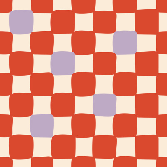 Check Mate - Cherry Red with Lilac Speck | Burp Cloth