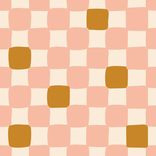 Check Mate - Pale Peach with Mustard Speck Burp Cloth