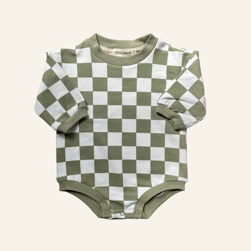 Sage Green Check | Organic Cotton Romper
