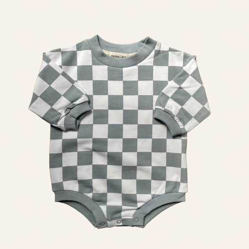Stone Blue Check | Organic Cotton Romper