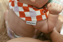 Load image into Gallery viewer, Check Mate - Cherry Red with Lilac Speck Triangle Bib